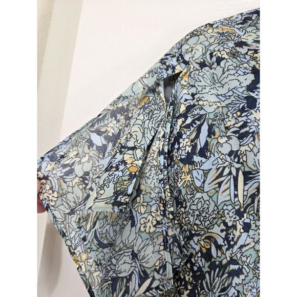 Maje Rachelli Blue Floral Chiffon Ruffled Elegant Midi Dress, Size Small (36) - Picture 5 of 15